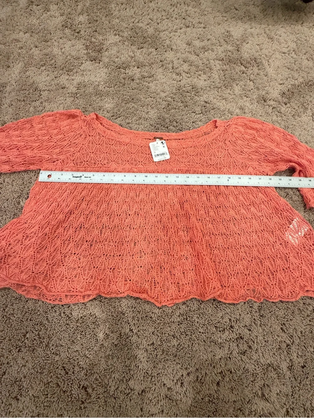 NWT new medium free people moonstruck babydoll blouse top crochet coral knit
